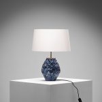 Perforated Blue and White Glazed Stoneware Table Lamp