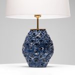 Perforated Blue and White Glazed Stoneware Table Lamp