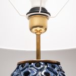 Perforated Blue and White Glazed Stoneware Table Lamp