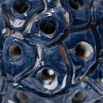 Perforated Blue and White Glazed Stoneware Table Lamp