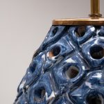 Perforated Blue and White Glazed Stoneware Table Lamp