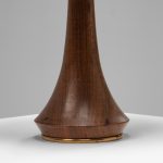 Organic Teak and Brass Table Lamp with ‘Flower’ Shade