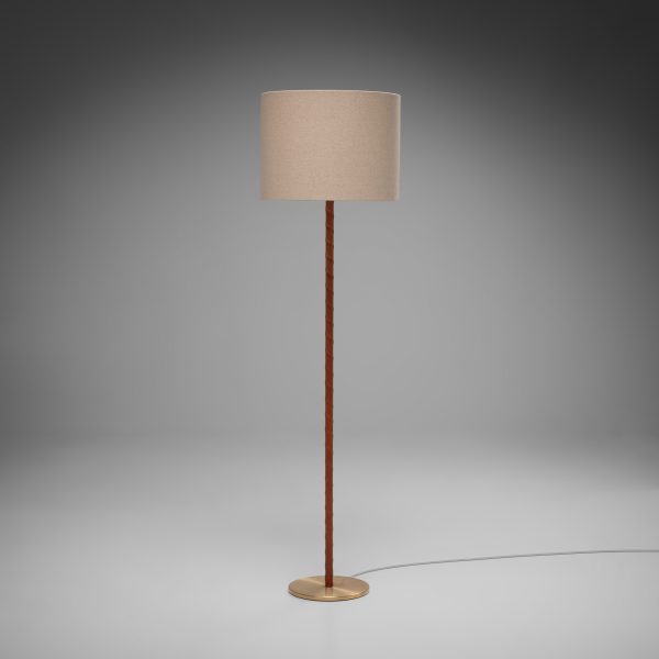 Leather and Brass Floor Lamp
