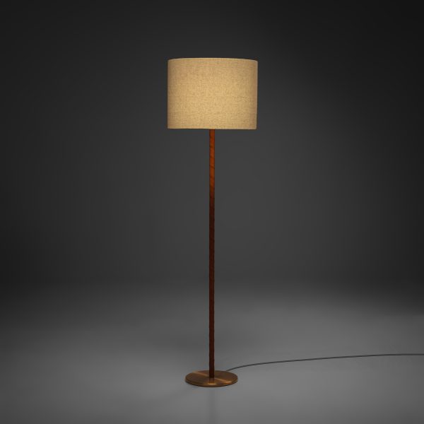 Leather and Brass Floor Lamp